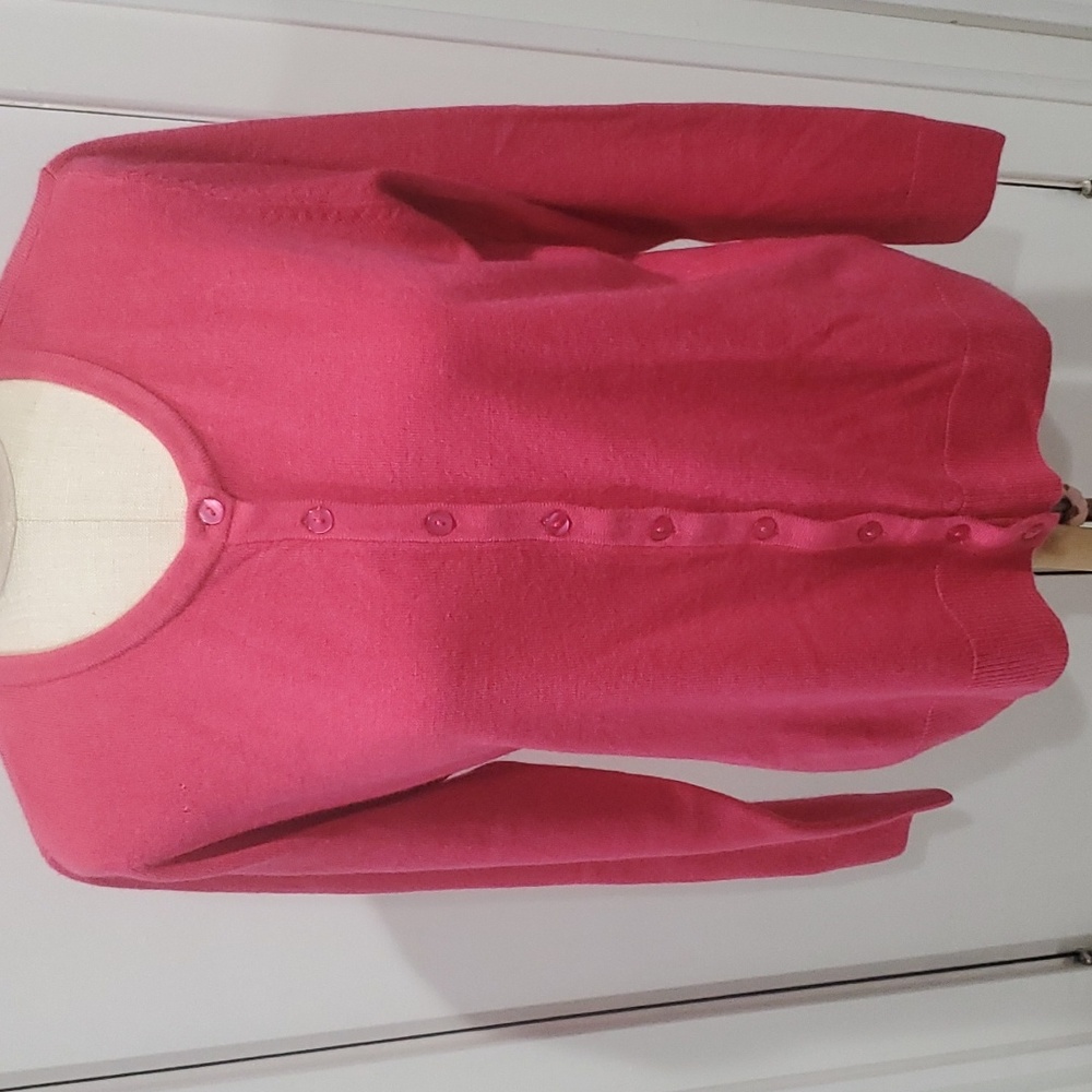 Appleseed Crewneck Button Up Cardigan Pink Sweater Petite Large